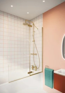 Crosswater Clear 6 Double Panel Bath Screen 1150 Brushed Brass