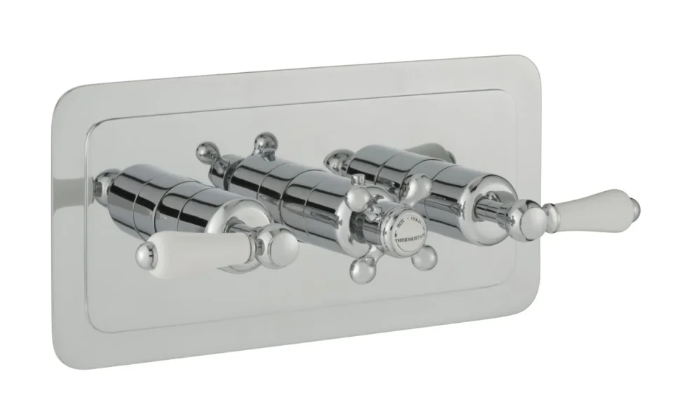 Just Taps Grosvenor Lever Thermostatic 2 Outlet Valve Horizontal Chrome product image - Image 1