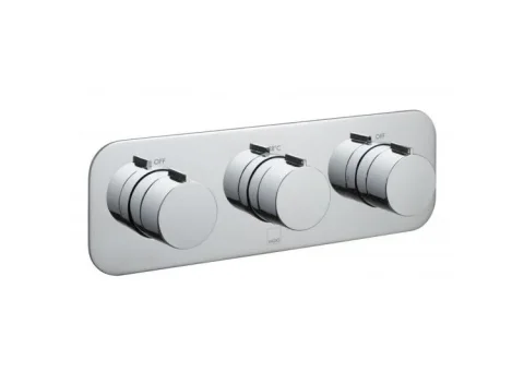 Vado Tablet Altitude 2 Outlet 3 Handle Concealed Thermostatic Valve Horizontal Chrome detail view - Image 2