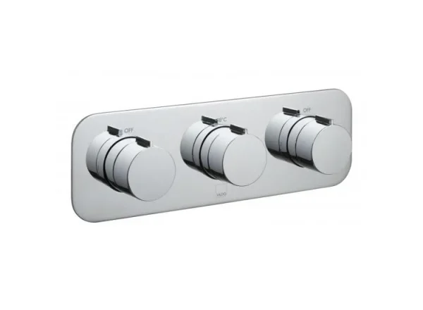 Vado Tablet Altitude 2 Outlet 3 Handle Concealed Thermostatic Valve Horizontal Chrome detail view - Image 2
