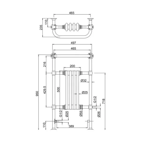 Burlingtonbloomsbury Towel Airer Chrome detail view - Image 2