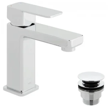 Vado Phase Mono Basin Mixer Smooth Bodied Single Lever Deck Mounted With Universal Waste And Honeycomb Flow Regulator Chrome product image - Image 1