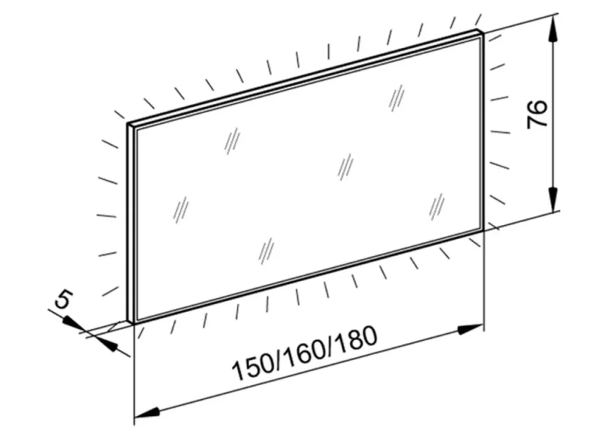 Schneider Illuminated Mirror Glow Hcl A/sp 150/hcl, Anodised technical drawing - Image 2