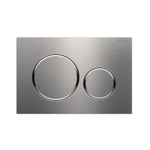 Geberit Sigma20 Stainless Steel Round Flush Plate For Dual Flush - Brushed With Polished Detail product image - Image 1