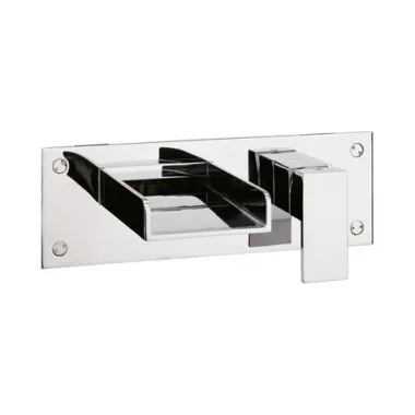 Crosswater Water Square 2 Hole Wall Mounted Waterfall Bath Tap Set Chrome