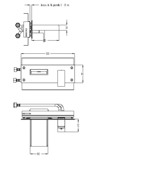 Crosswater Water Square 2 Hole Wall Mounted Waterfall Bath Tap Set Chrome technical drawing - Image 2