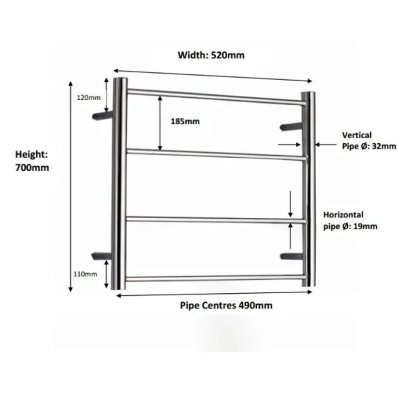 Jis Rusper 700 X 520mm Radiator For Central Heating Polished Stainless Steel detail view - Image 3