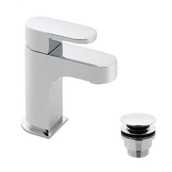Vado Life Mono Basin Mixer Smooth Bodied Single Lever Deck Mounted With Universal Waste Chrome