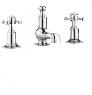 Crosswater Belgravia Crosshead 3 Tap Hole Basin Mixer Deck Mounted Chrome detail view - Image 2