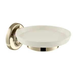 Booth & Co. Ceramic Soap Dish And Holder Nickel & Crackled White