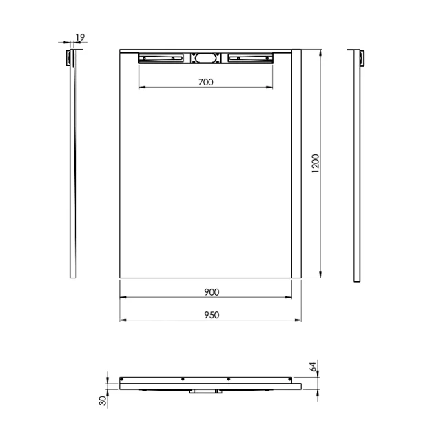 Abacus Elements Infinity Tray Kit 1200x950 Left Hand technical drawing - Image 2