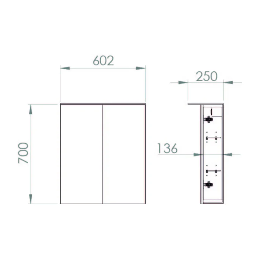 Saneux Austen 60cm 2 Door Electric Mirror Cabinet - Matte White detail view - Image 2