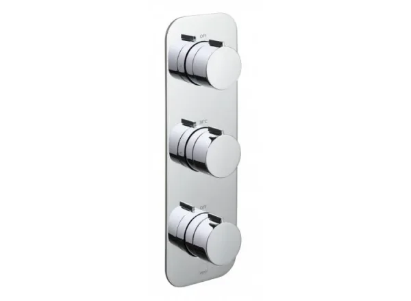 Vado Tablet Altitude 2 Outlet 3 Handle Concealed Thermostatic Valve Vertical Chrome product image - Image 1
