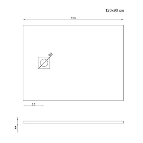 Merlyn Truestone Rectangle Tray Fossil Grey 1200 X 900mm technical drawing - Image 3