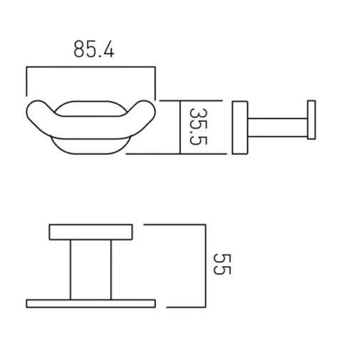 Vado Life Double Robe Hook Wall Mounted Chrome technical drawing - Image 3