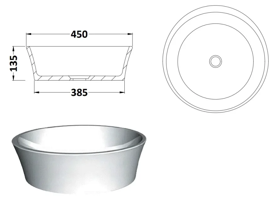 Bc Designs Delicata Basin 450 X 450 Mushroom detail view - Image 2