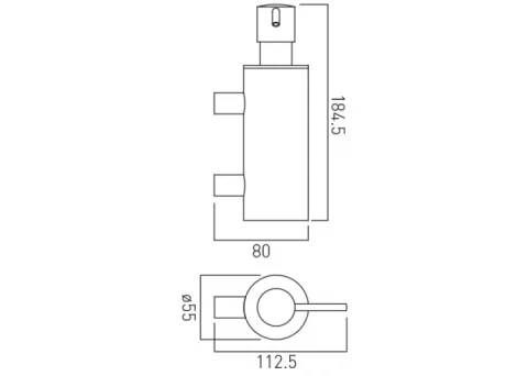Vado Elements Soap Dispenser Wall Mounted Chrome technical drawing - Image 3