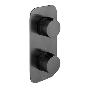 Vado Individual Tablet Altitude Vertical Concealed 2 Outlet, 2 Handle Thermostatic Valve With All-flow Function Brushed Black