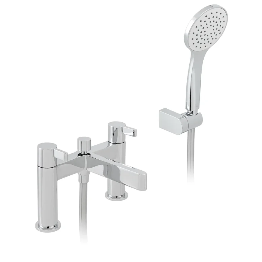 Vado Edit 2 Hole Bath Shower Mixer Deck Mounted With Shower Kit Chrome product image - Image 1