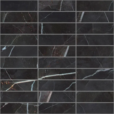 European Tiles Charmo Calacatta Black Brick Pattern 30 X 30cm Polished Wall Tile (sold Per Piece) detail view - Image 3