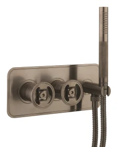 Crosswater Union 2 Handle Trimset (must Be Paired With Wlbp1501r+) With Handset & Hose Brushed Black Chrome