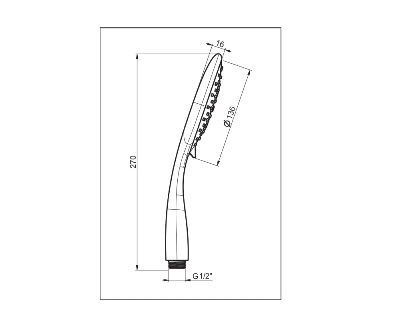 Crosswater Svelte Shower Handset White technical drawing - Image 2