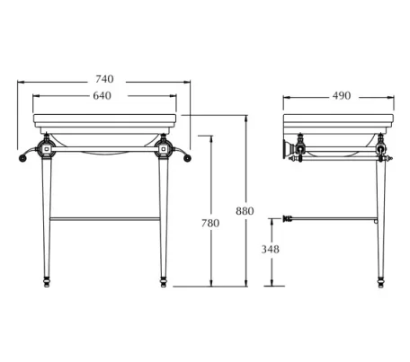 Imperial Ast Deco Large Basin Stand Chrome technical drawing - Image 3