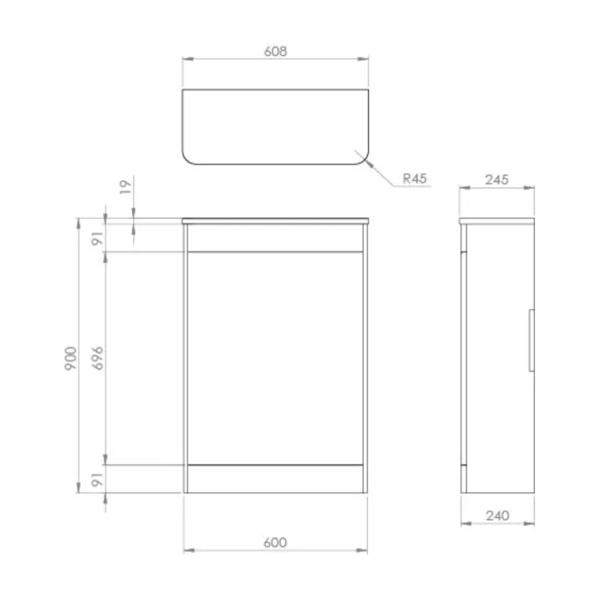 Saneux Hyde 60cm Wc Unit - Matte White detail view - Image 2