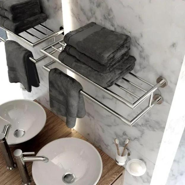 Vado Spa Towel Shelf With Towel Rail 600mm (24") Chrome detail view - Image 3