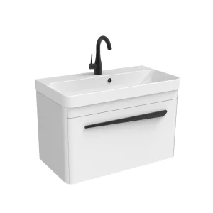 Saneux Hyde 70cm 1 Drawer Wall Mounted Unit - Matte White