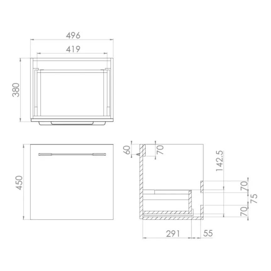 Saneux Austen 50cm 1 Drawer Wall Mounted Unit - English Oak detail view - Image 3