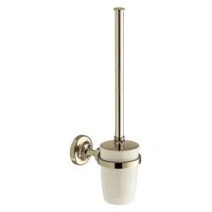 Booth & Co. Toilet Brush And Ceramic Holder Nickel & Crackled White
