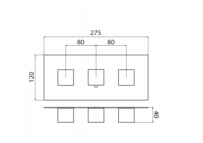 Saneux Tooga 3 Way Thermostatic Shower Valve Kit In Landscape - Chrome technical drawing - Image 2