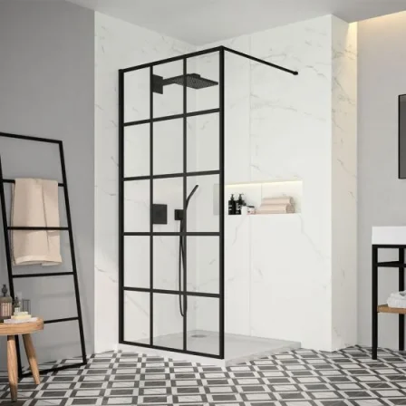 Merlyn Black Framed Squared Wetroom Panel product image - Image 1
