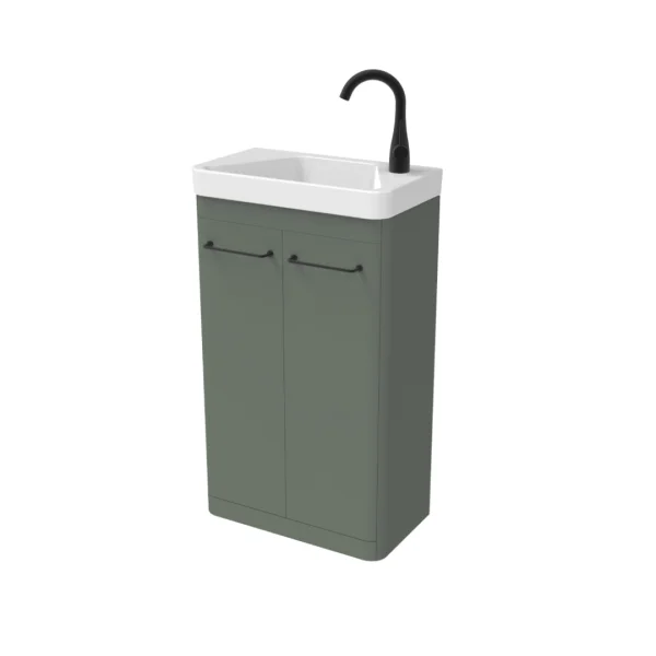 Saneux Hyde 50cm 2 Door Floor Standing Unit & Plinth - Matte Sage