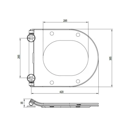 Crosswater Kai X Soft Close Thin Toilet Seat White detail view - Image 5