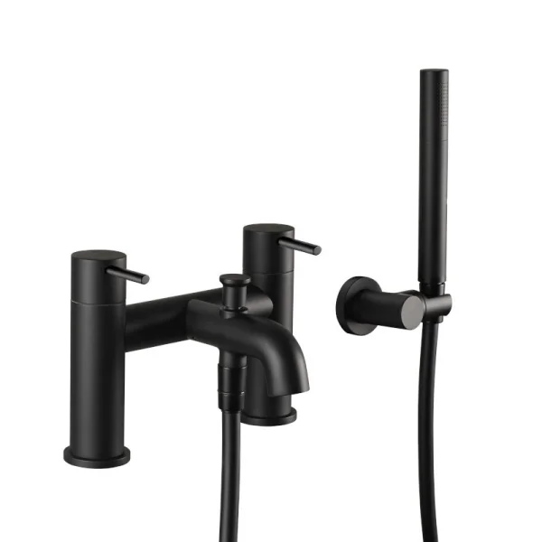 Just Taps Vos Deck Mounted Bath Shower Mixer With Kit Matt Black
