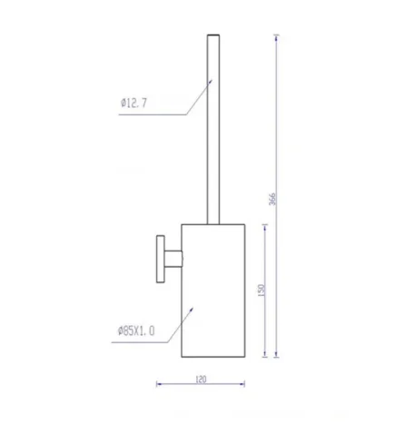 Just Taps Inox Toilet Brush Holder technical drawing - Image 2