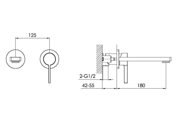 Just Taps Hugo Wall Mouted Single Lever Basin Mixer Chrome product image - Image 2
