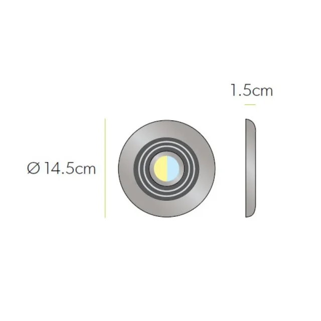 Hib Turbo Inline Fan, Chrome - Cool White Led 14.5 X D1.5cm technical drawing - Image 2
