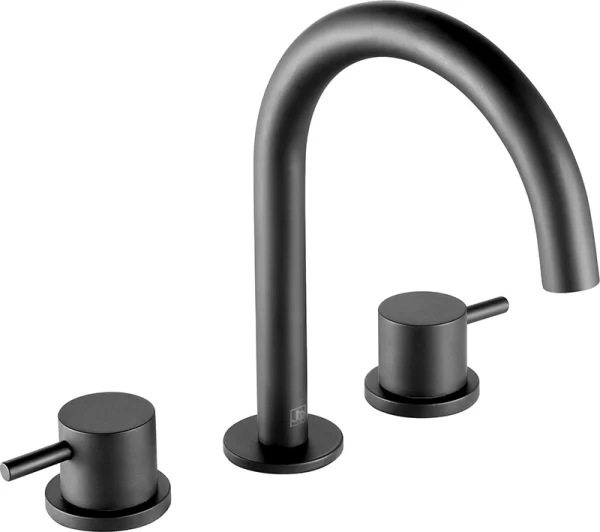 Just Taps 3 Hole Deck Mounted Basin Mixer Tap Matt Black