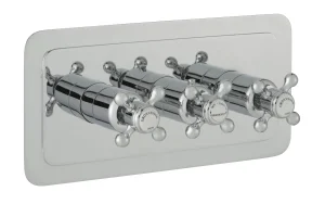 Just Taps Grosvenor Cross Thermostatic 2 Outlet Valve Horizontal
