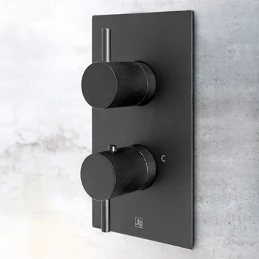 Just Taps Vos Thermostatic Concealed 1 Outlet Shower Valve Designer Handle Brushed Black product image - Image 1