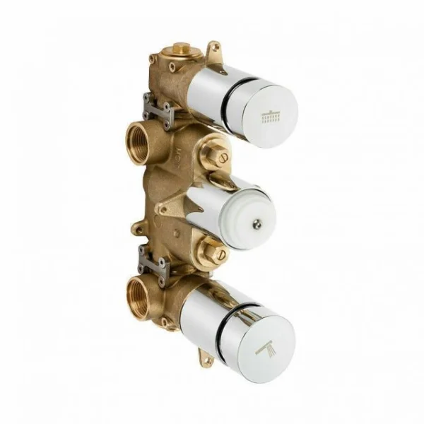 Crosswater Push Button Thermo Valve 3 Control Chrome
