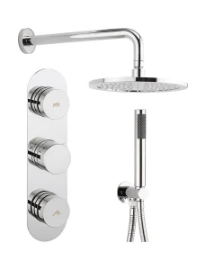 Crosswater Dial Central Thermostatic Shower Valve With 2 Way Diverter, Shower Head, Arm & Shower Kit Chrome