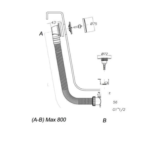 Crosswater Bath Click Clack Waste Brushed Brass detail view - Image 3