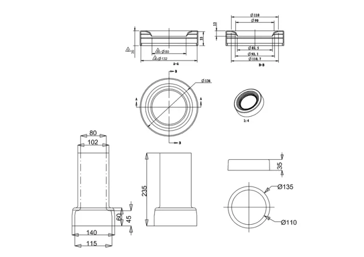 Burlington Ceramic Straight Trap technical drawing - Image 2