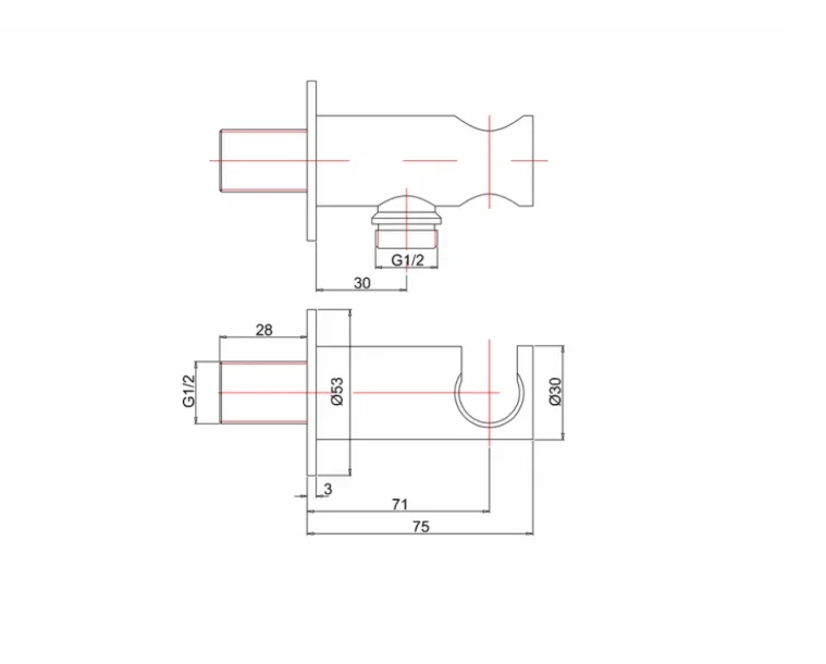 Crosswater Golf Wall Outlet With Handset Holder Chrome technical drawing - Image 3