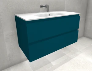 Faeber Mode 90 Basin Unit 2 Drawer Unit Ral 5025 Pearl Gentian Blue Matt