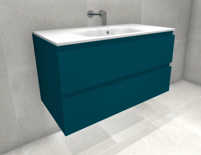 Faeber Mode 90 Basin Unit 2 Drawer Unit Ral 5025 Pearl Gentian Blue Matt product image - Image 1